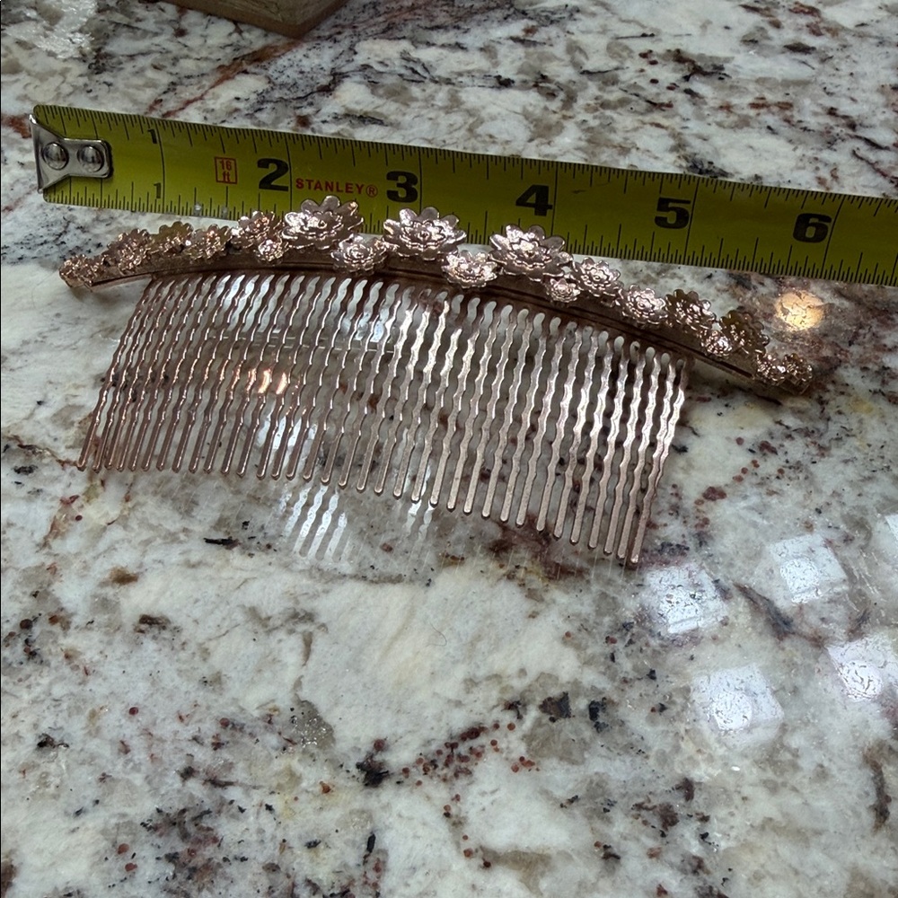 Anthropologie Rose Gold Floral Hair Comb - Picture 4 of 4
